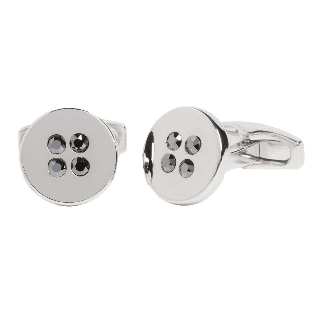 Simon Carter Hematite Crystal Button Cufflinks - Silver/Black