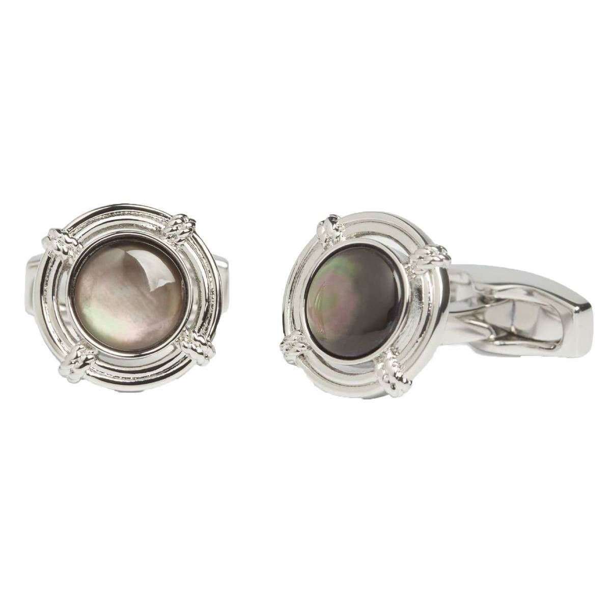 Simon Carter Mother of Pearl Life Buoy Cufflinks - Silver/Grey