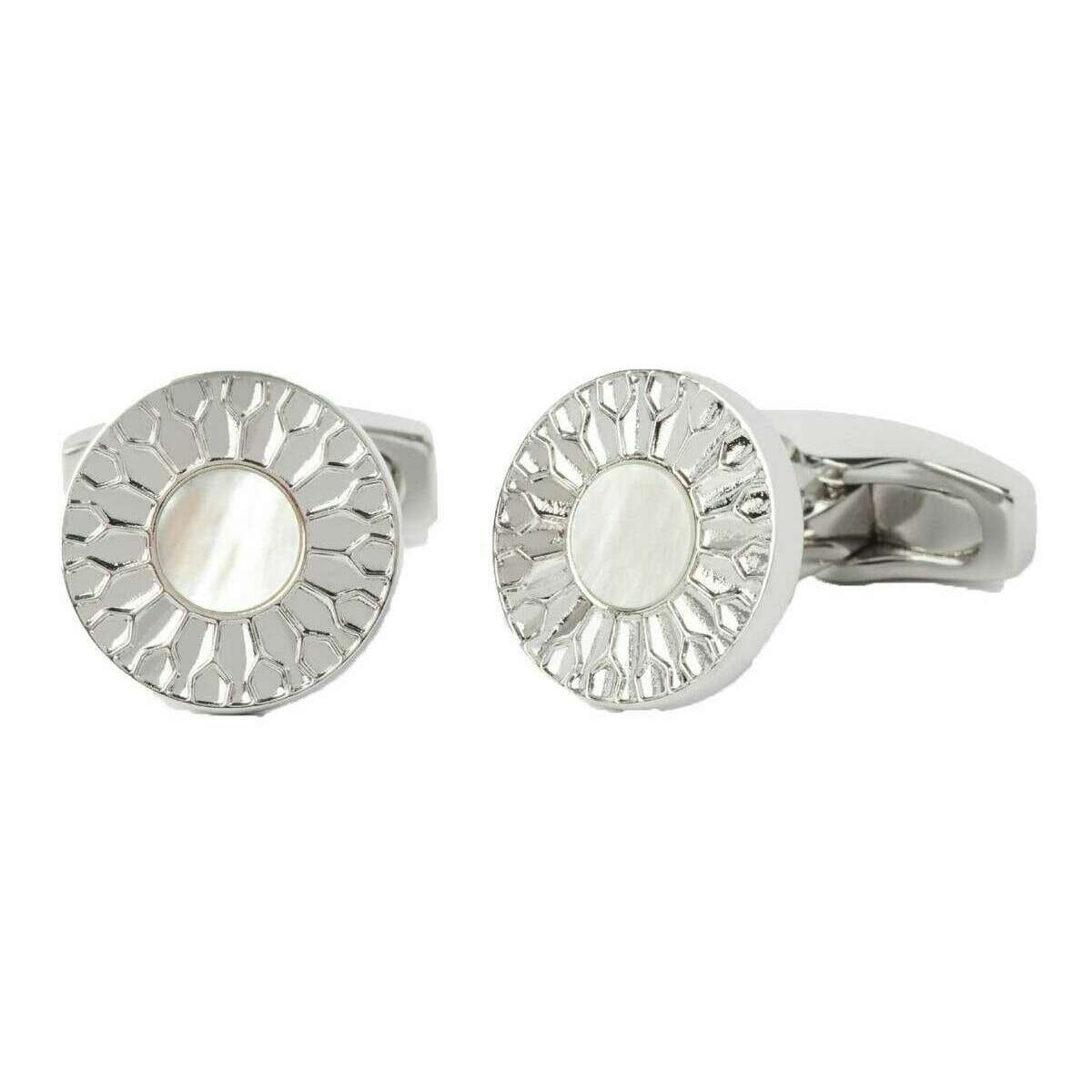 Simon Carter Petal Polished Cufflinks - Silver/White