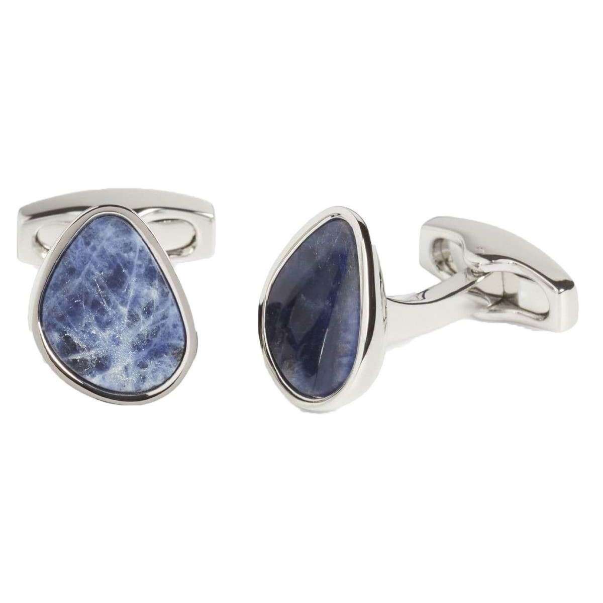 Simon Carter Sodalite Organic Pebble Cufflinks - Silver/Blue