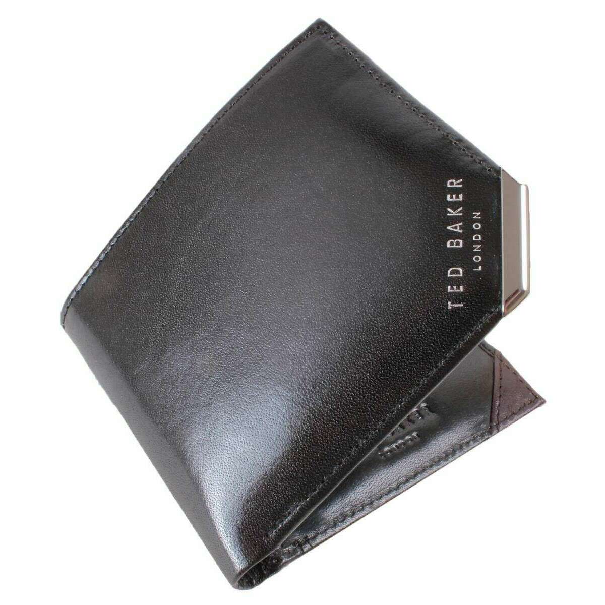 Ted Baker Kornerr Leather Bifold Coin Wallet - Black