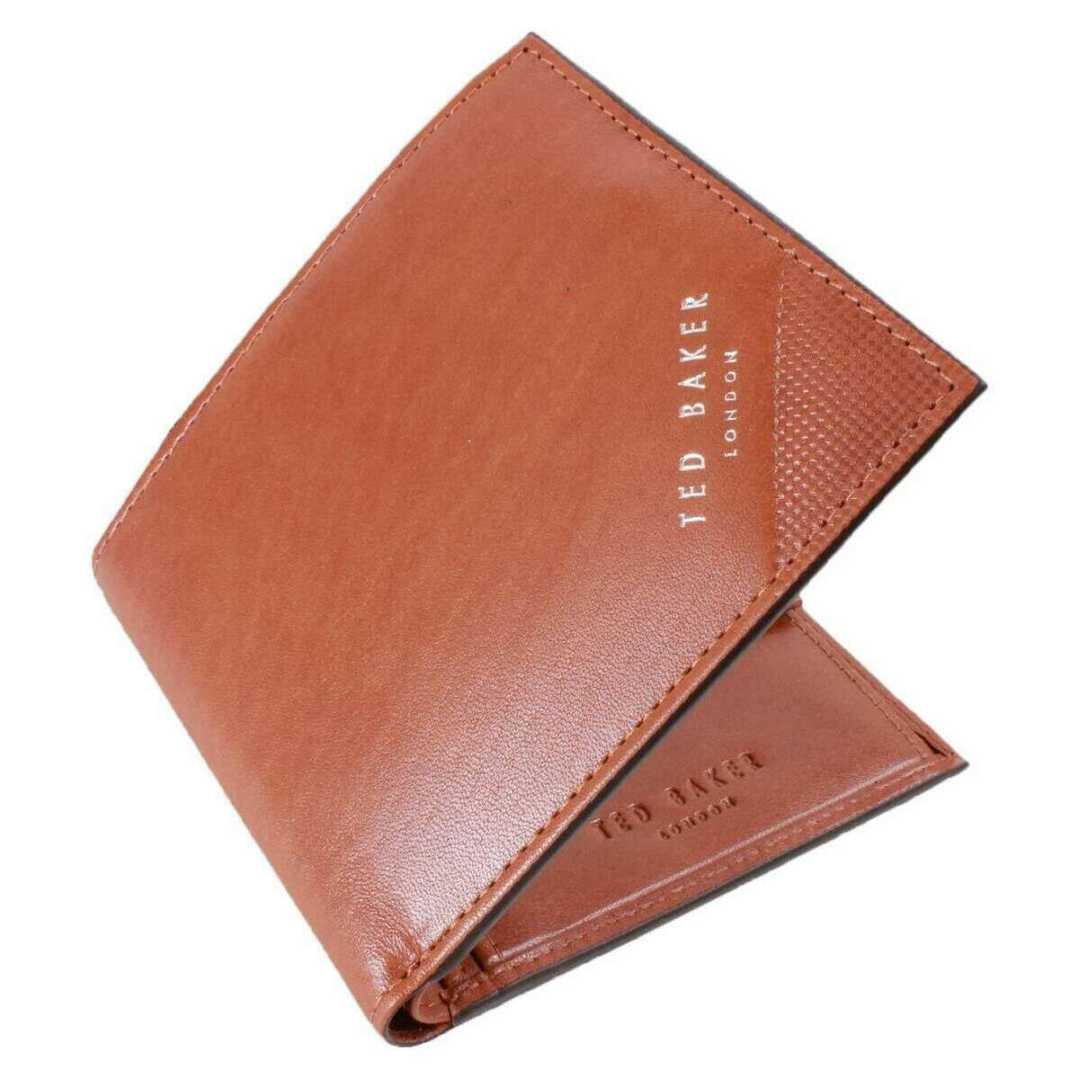 Ted Baker Prugs Embossed Corner Leather Bifold Coin Wallet - Tan