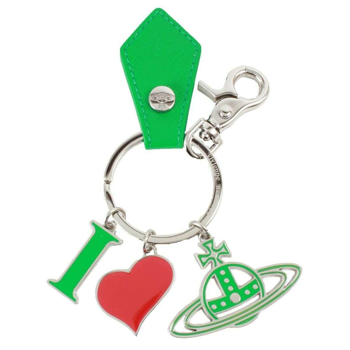 Vivienne Westwood Saffiano I Love Orb Keyring - Bright Green