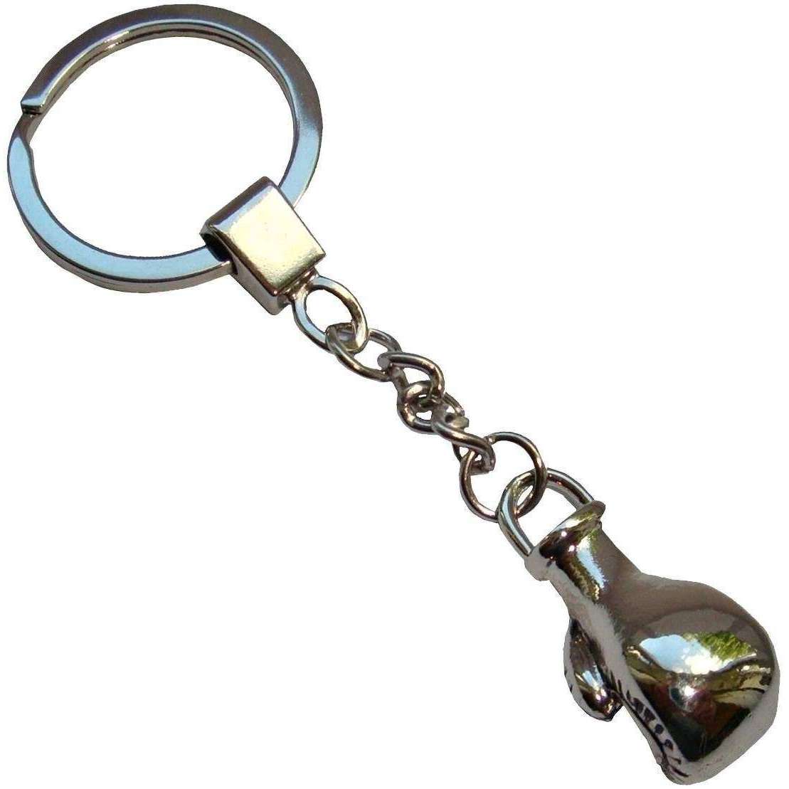 Bassin and Brown Boxing Glove Key Ring - Silver