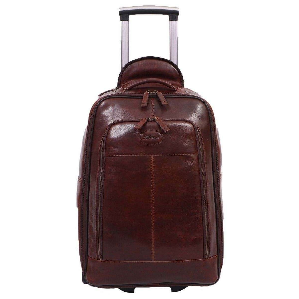 Ashwood Leather Cabin Size Weekend Trolley Bag - Brown