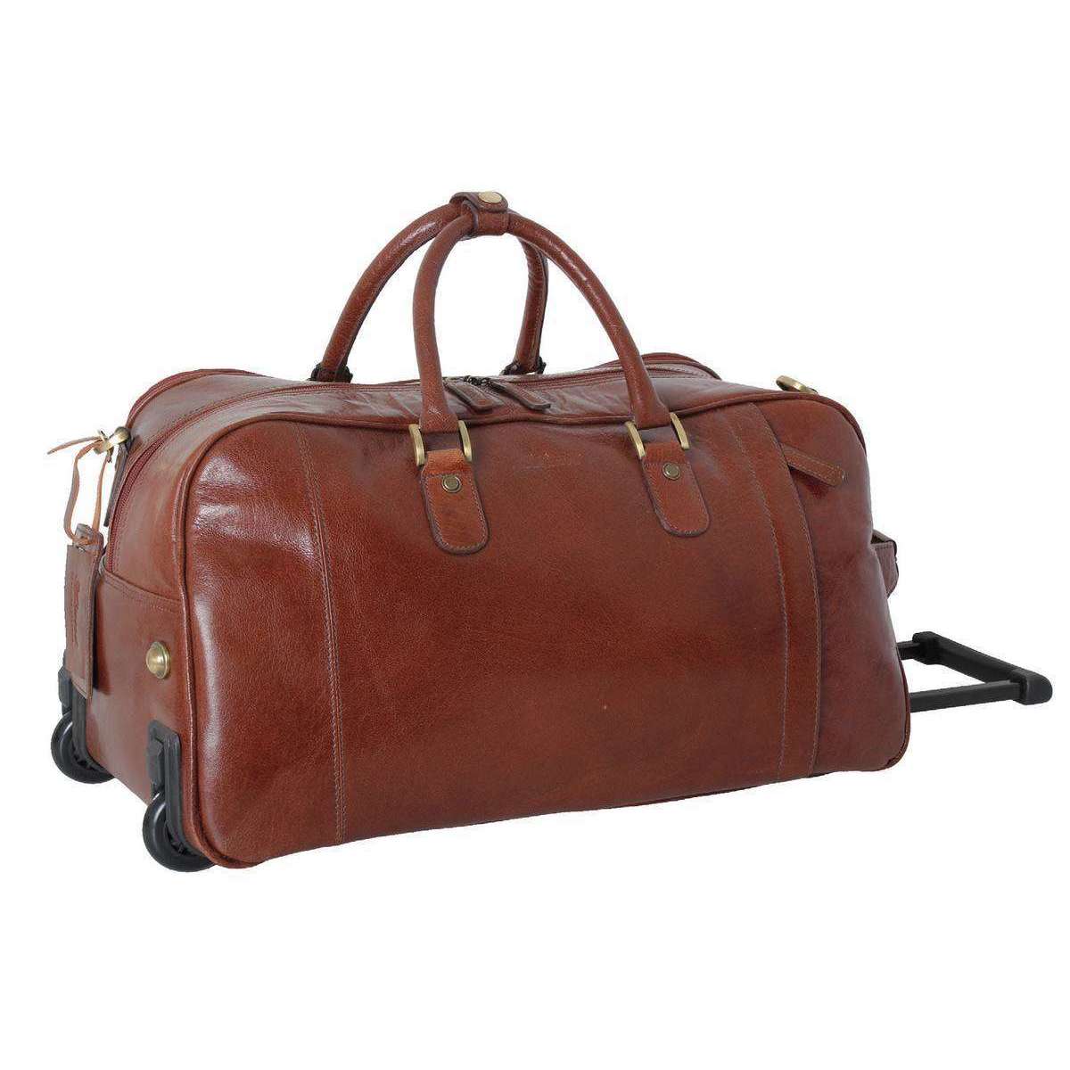 Ashwood Leather Chelsea Veg Tan Albert Wheeled Travel Holdall - Chestnut