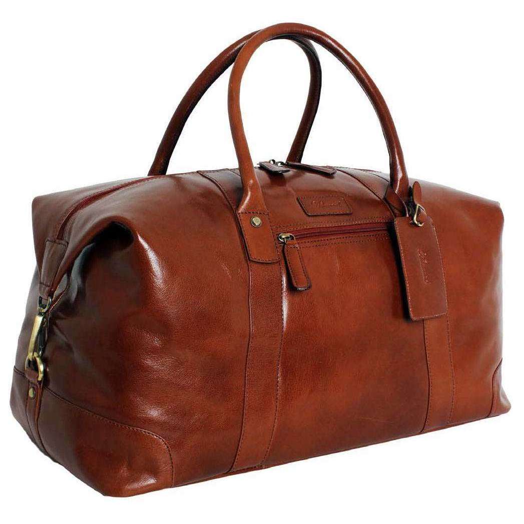 Ashwood Leather Chelsea Veg Tan Harold Large Travel Holdall - Chestnut