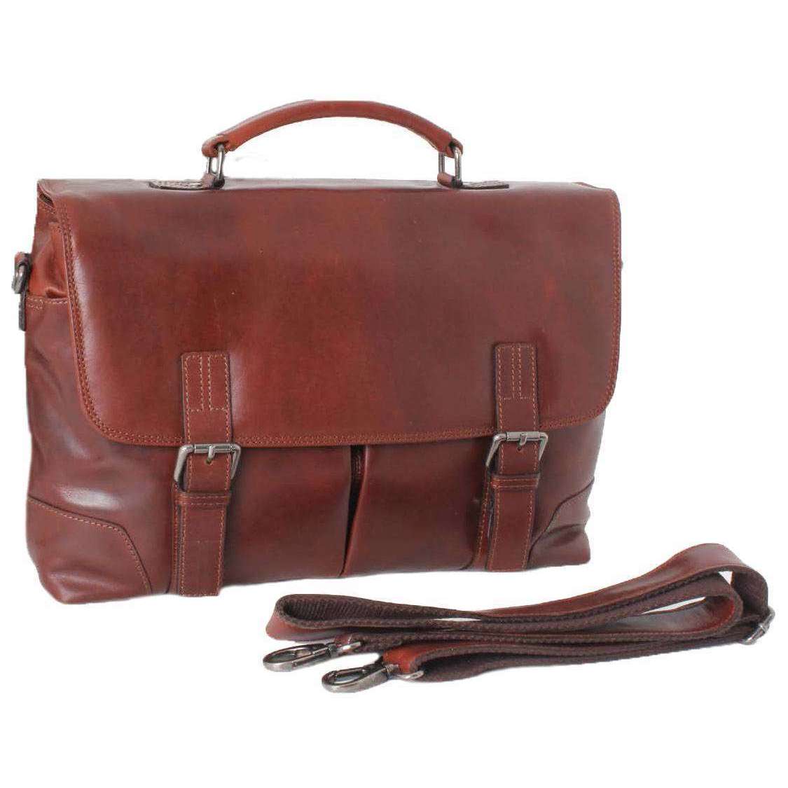 Ashwood Leather Hampstead Cow Rhode Elliot Compatible Laptop Briefcase - Tan