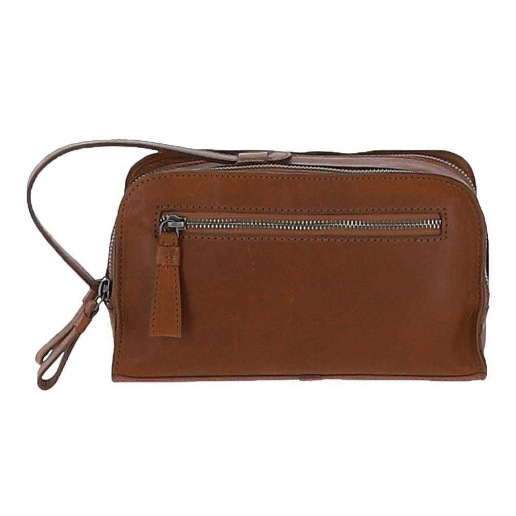 Ashwood Leather Windmere Double Zip Wash Bag - Tan