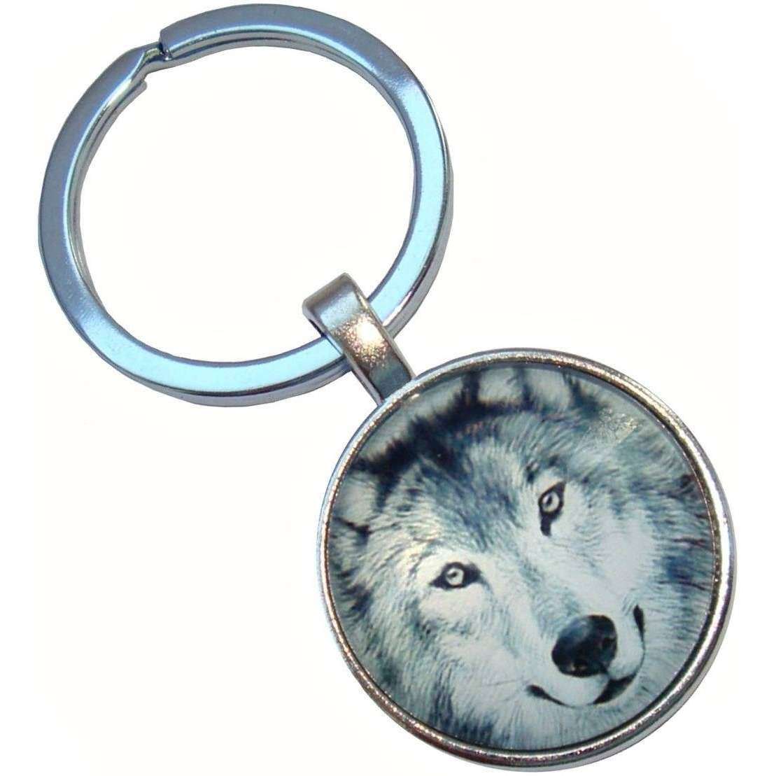 Bassin and Brown Arctic Wolf Key Ring - Grey/White