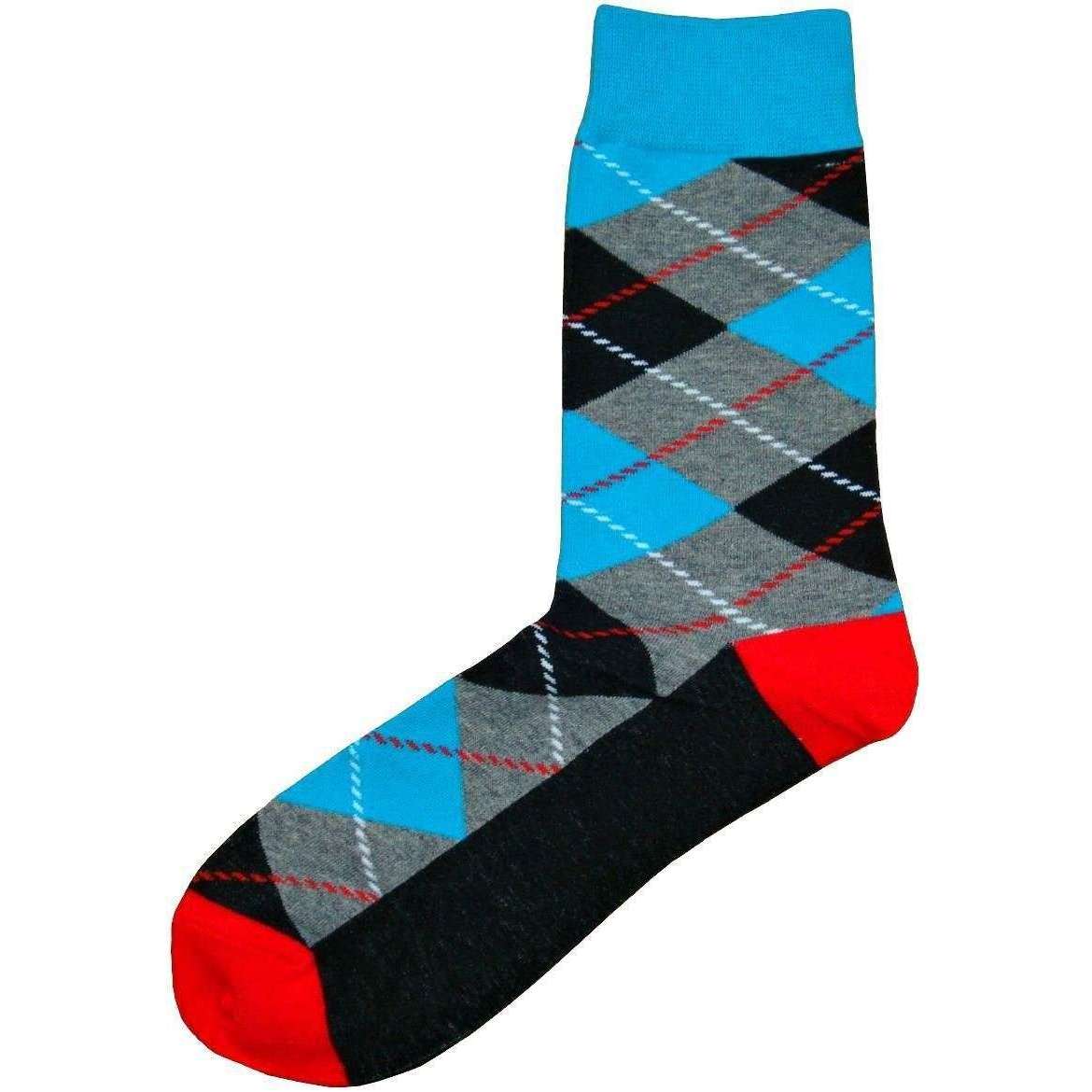 Bassin and Brown Argyle Socks - Blue/Grey/Black