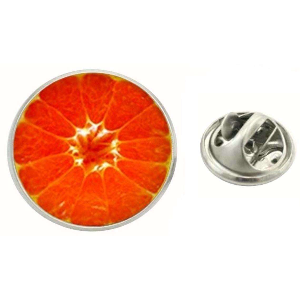 bassin and brown blood orange fruit jacket lapel pin - red/orange