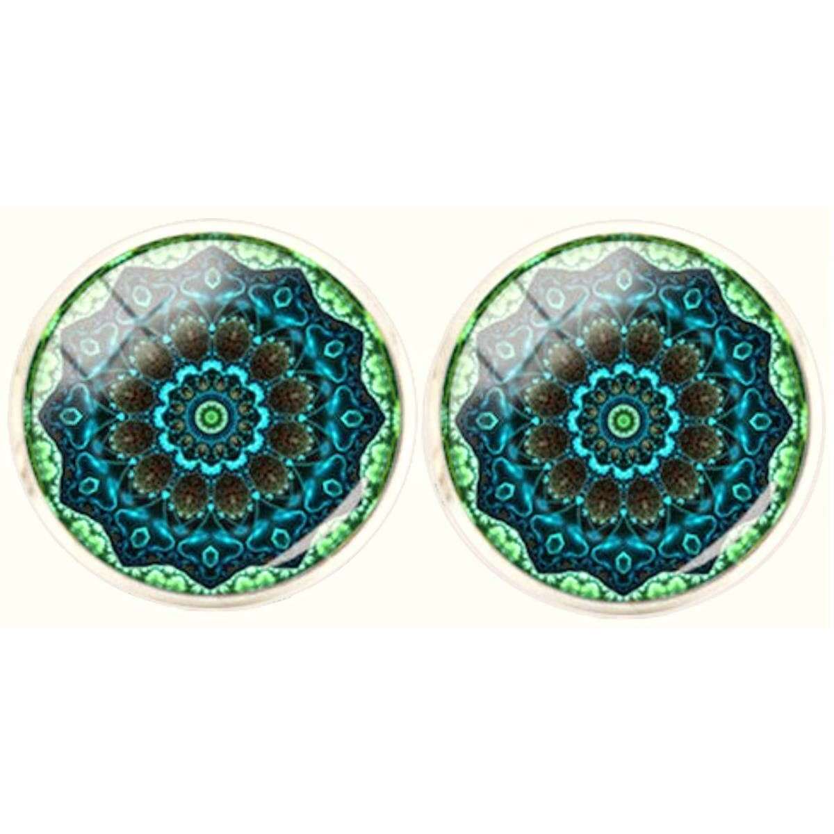 Bassin and Brown Bohemian Swirl Cufflinks - Mint/Green/Navy