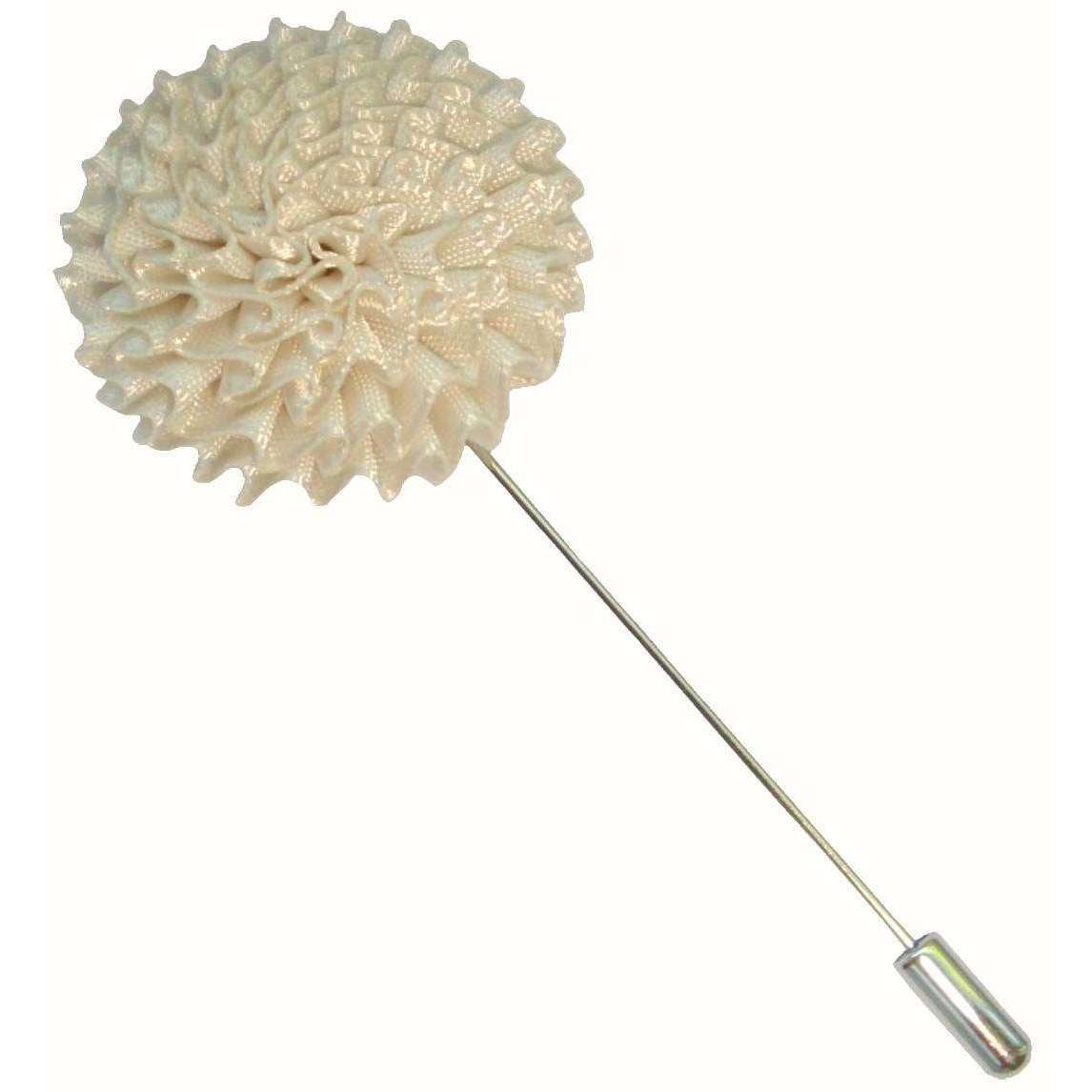 Bassin and Brown Chrysanthemum Flower Jacket Lapel Pin - White