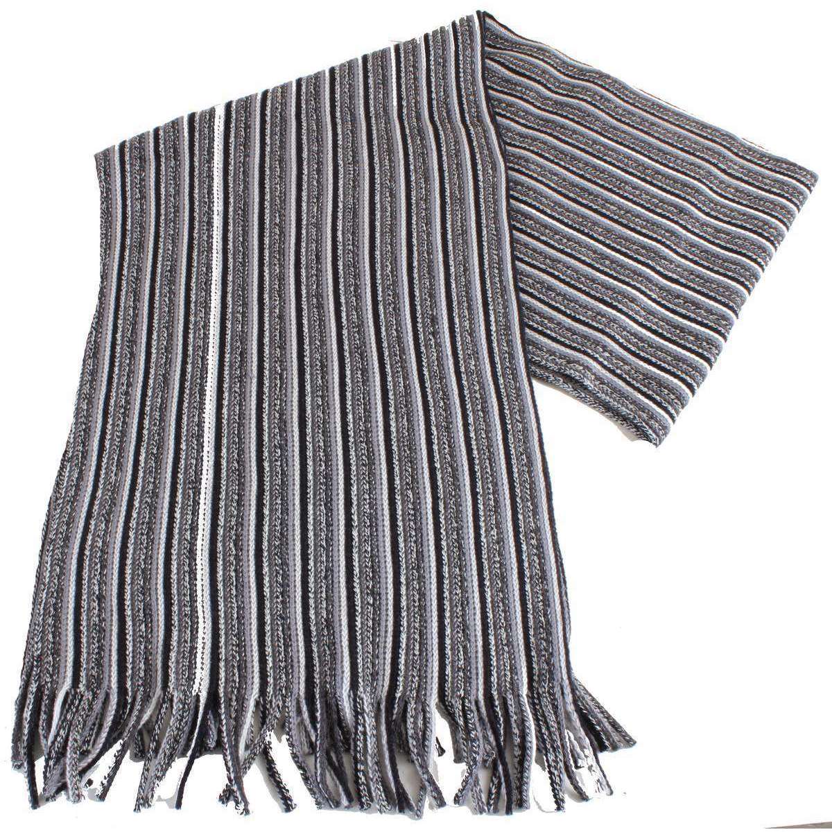 Bassin and Brown Cowdrey Striped Scarf - Grey/Black/White