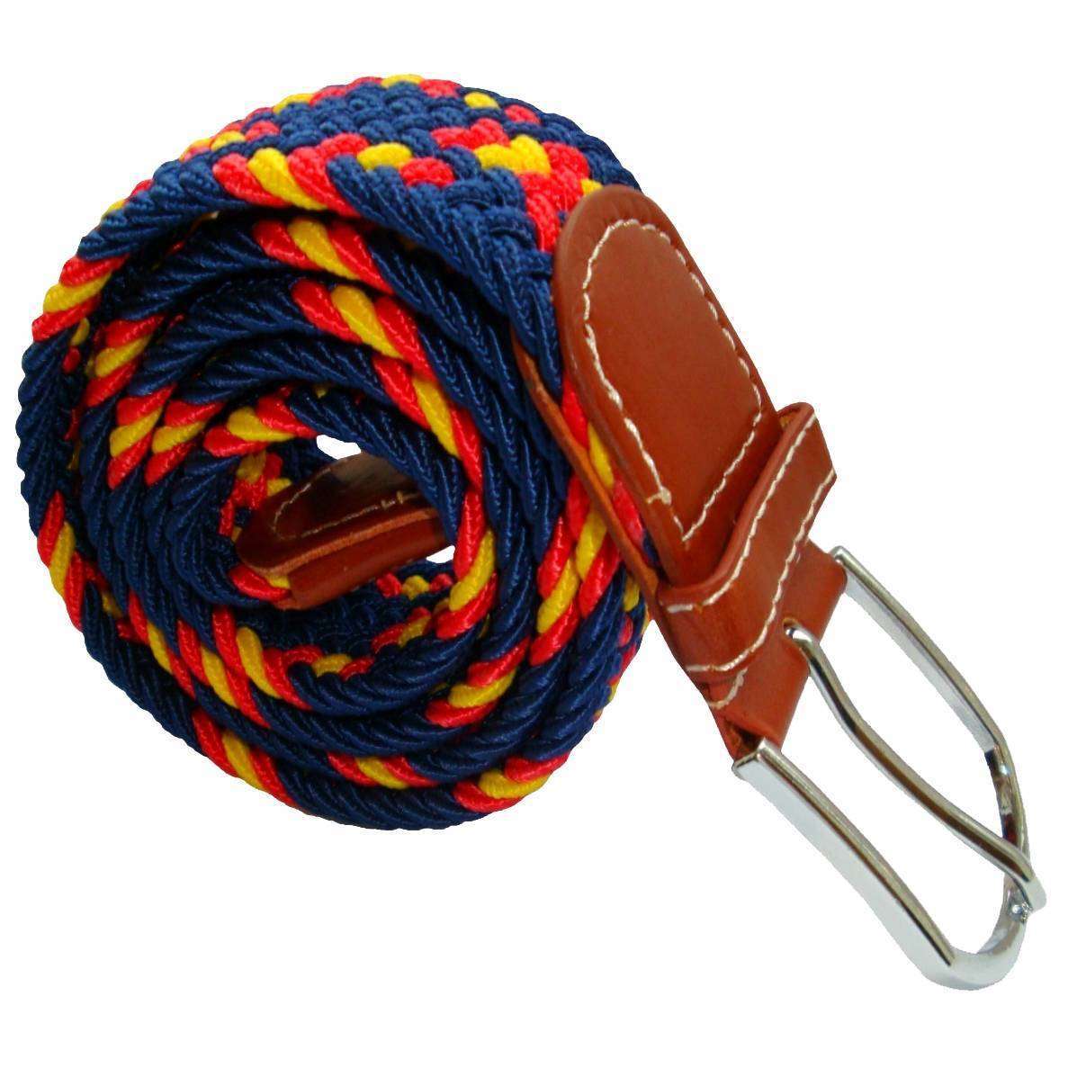 Bassin and Brown Cross Stripe Woven Elasticated Belt - Navy/Red/Yellow