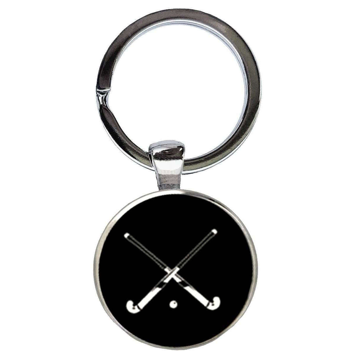 Bassin and Brown Crossed Hockey Sticks Key Ring - Black/White