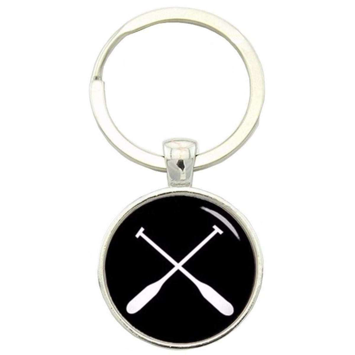 Bassin and Brown Crossed Oars Rowing Keyring - Black/White