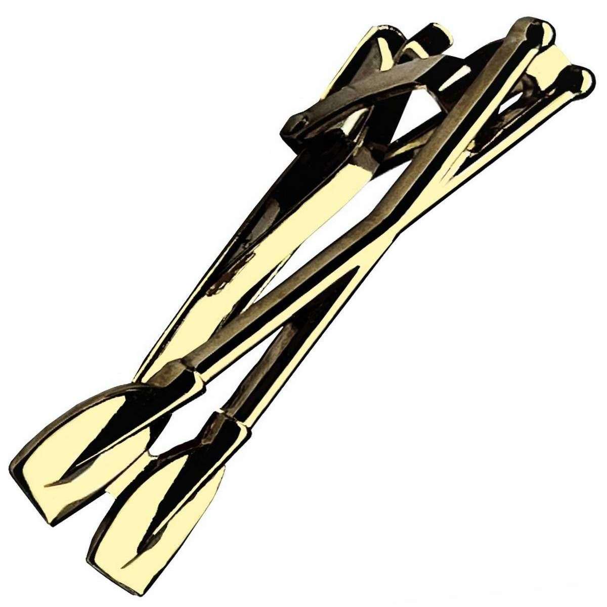 Bassin and Brown Crossed Oars Tie Bar - Gold