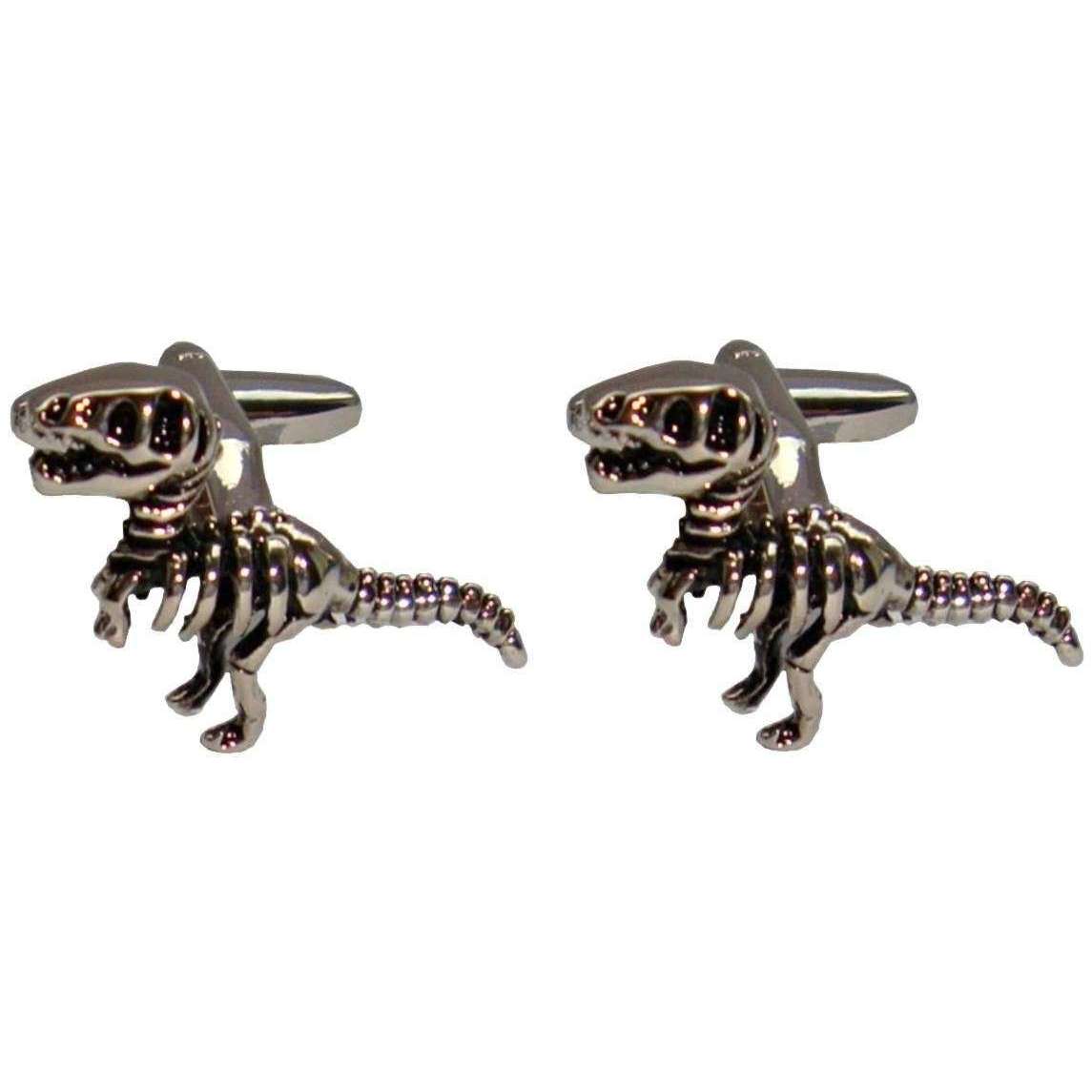 Bassin and Brown Dinosaur Cufflinks - Silver