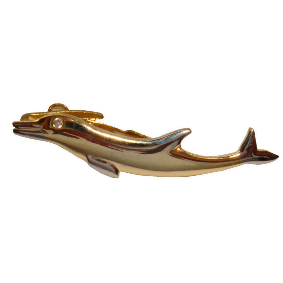 Bassin and Brown Dolphin Tie Bar - Silver/Gold