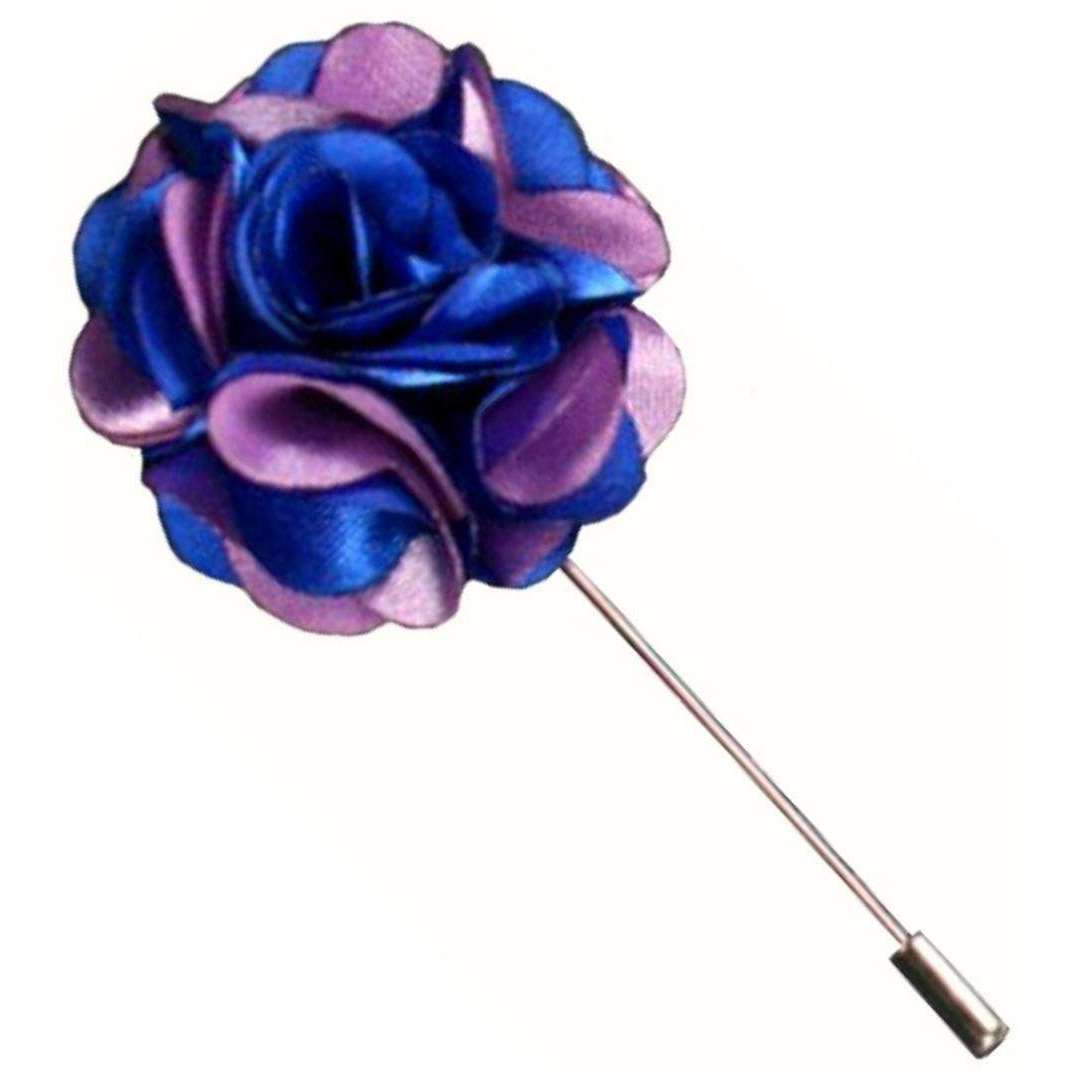 Bassin and Brown Floral Lapel Pin - Blue/Lilac