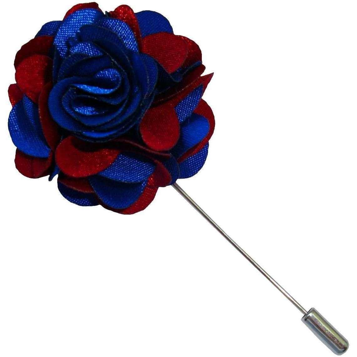 Bassin and Brown Floral Lapel Pin - Blue/Wine