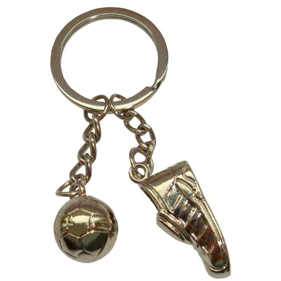 Bassin and Brown Football Boot and Ball Keyring - Silver