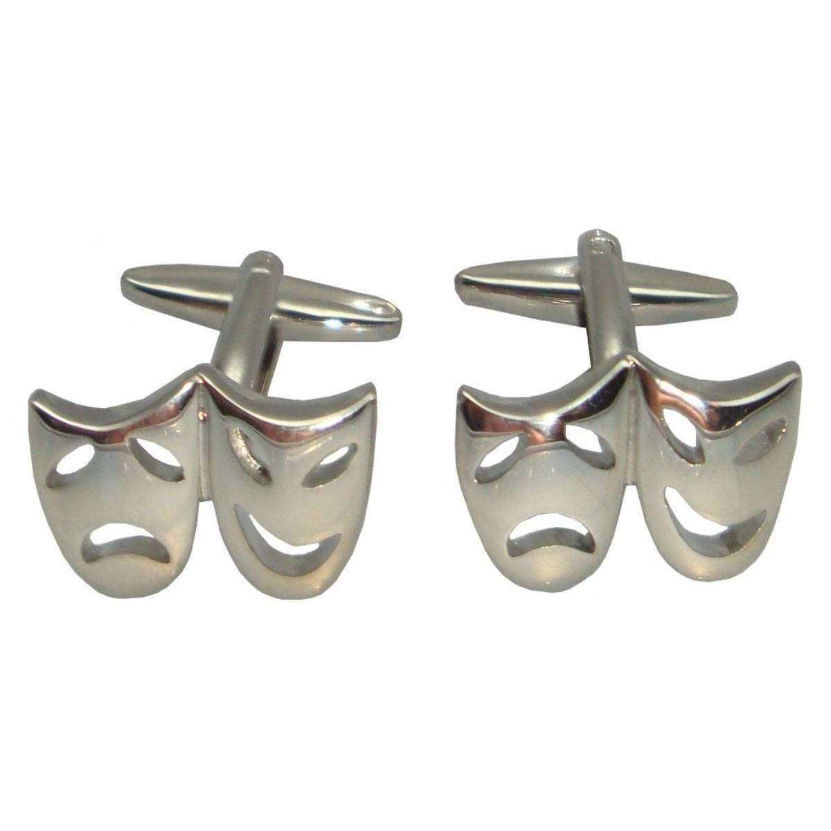 Bassin and Brown Happy and Sad Cufflinks - Silver