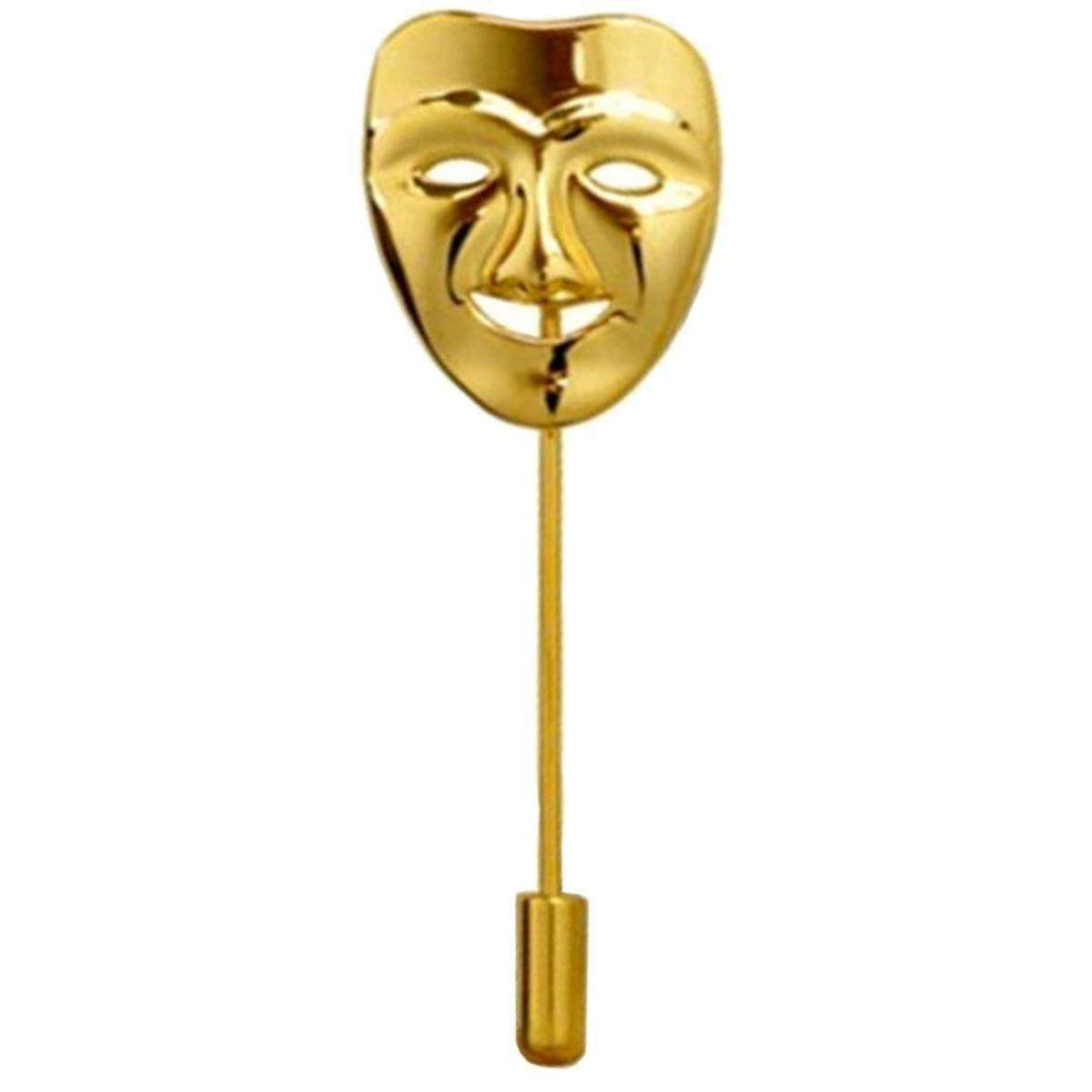 Bassin and Brown Happy Mask Lapel Pin - Gold