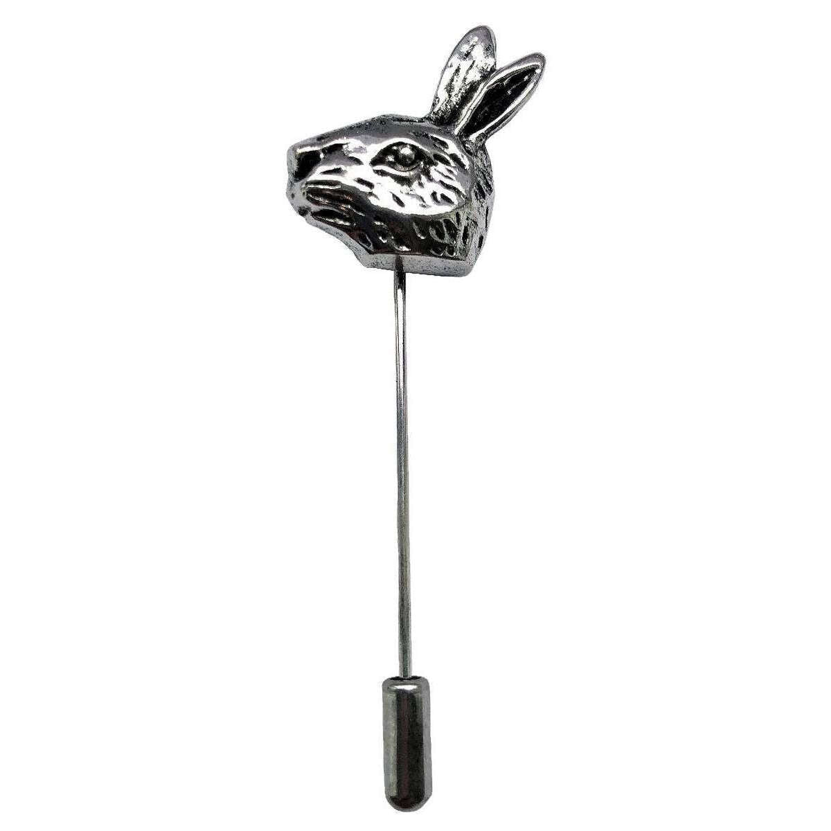 Bassin and Brown Hare Jacket Lapel Pin - Antique Silver