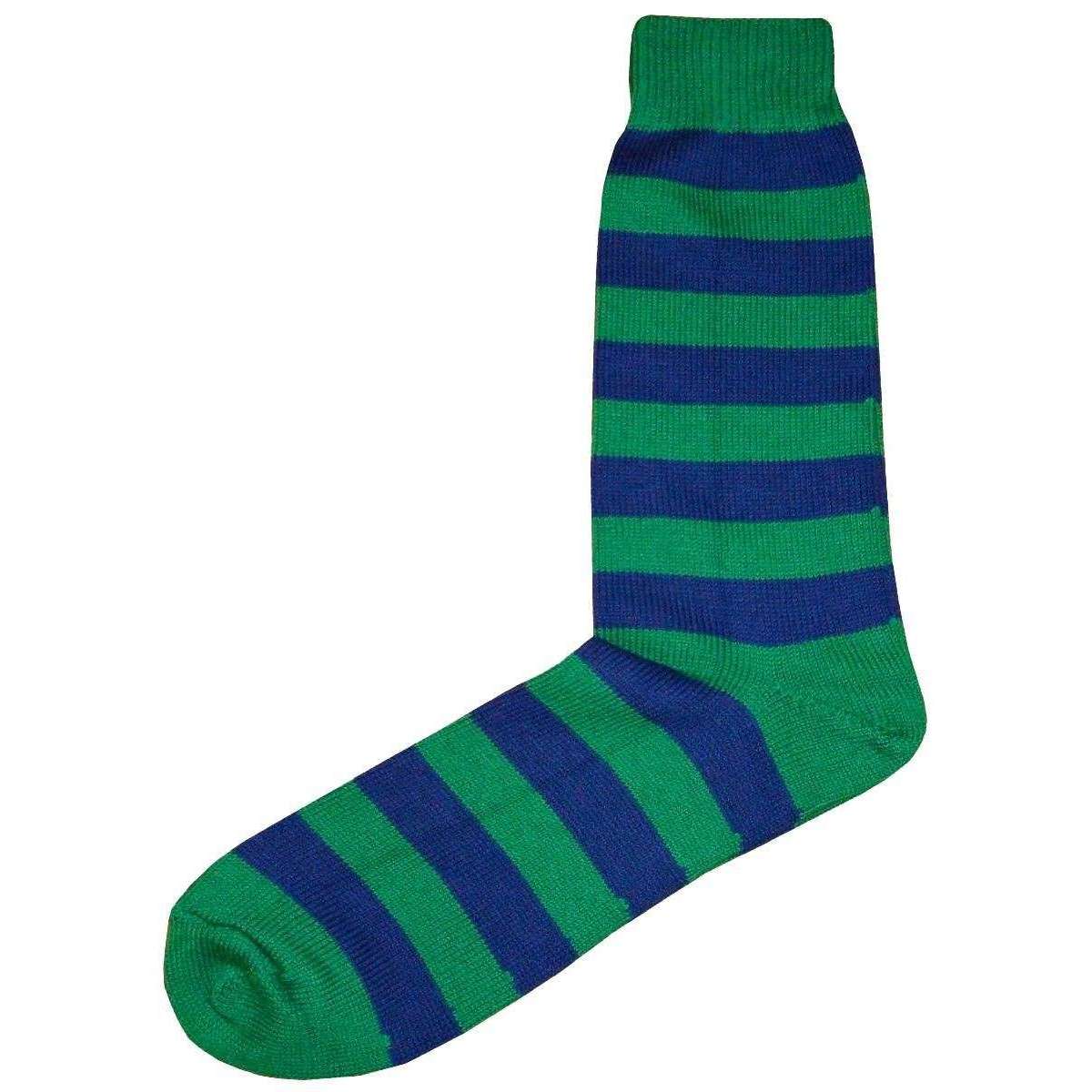 Bassin and Brown Hooped Stripe Socks - Green/Royal Blue