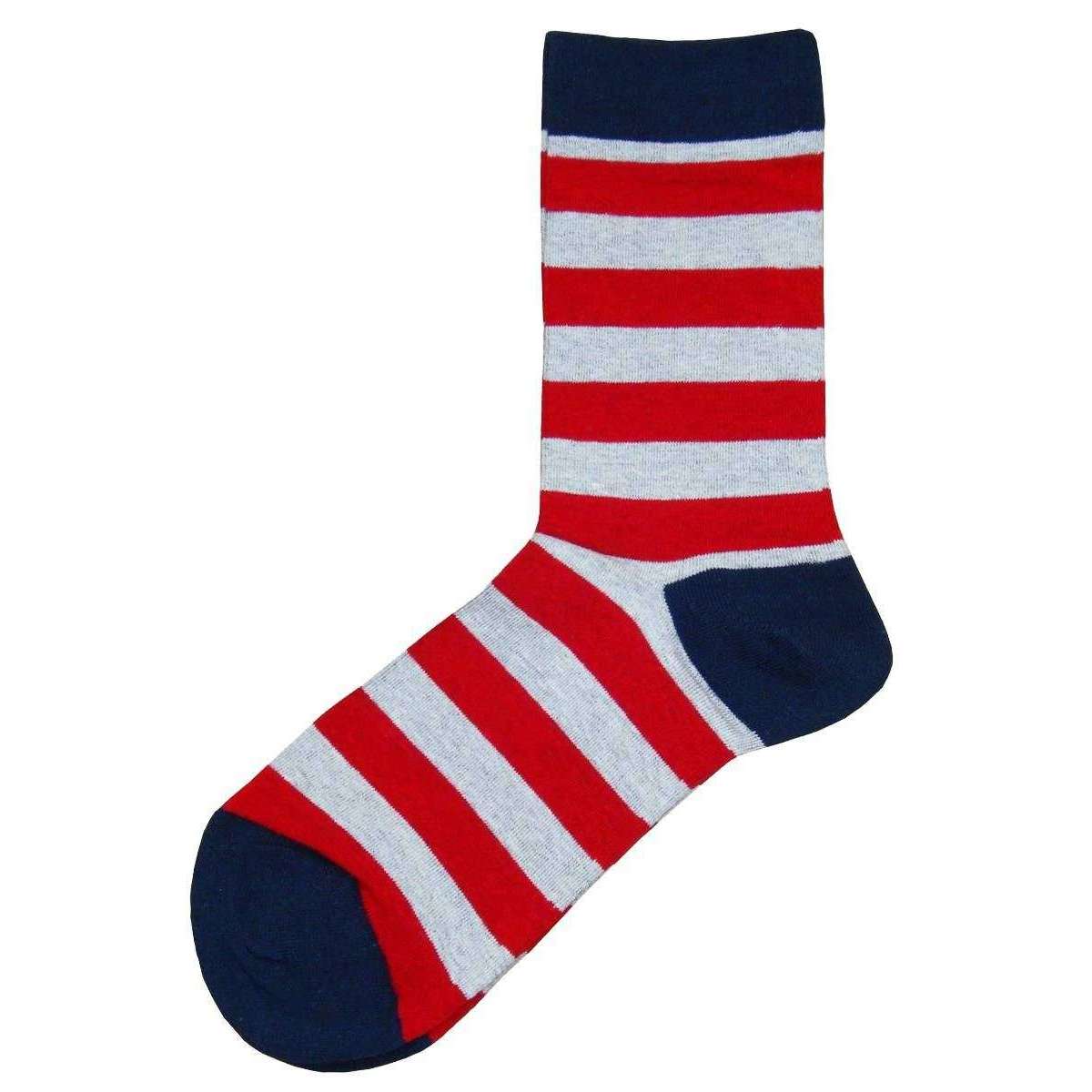 Bassin and Brown Hooped Stripe Socks - Red/White/Navy
