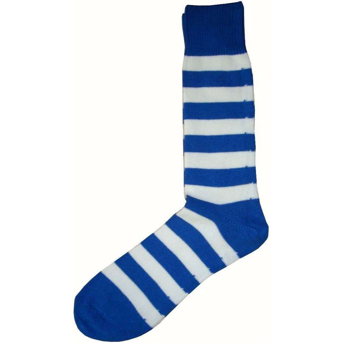 Bassin and Brown Hooped Stripe Socks - Royal Blue/White