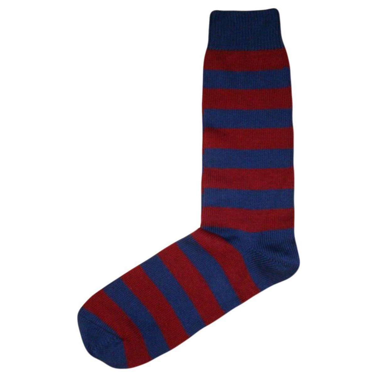 Bassin and Brown Hooped Stripe Socks - Wine/Deep Blue