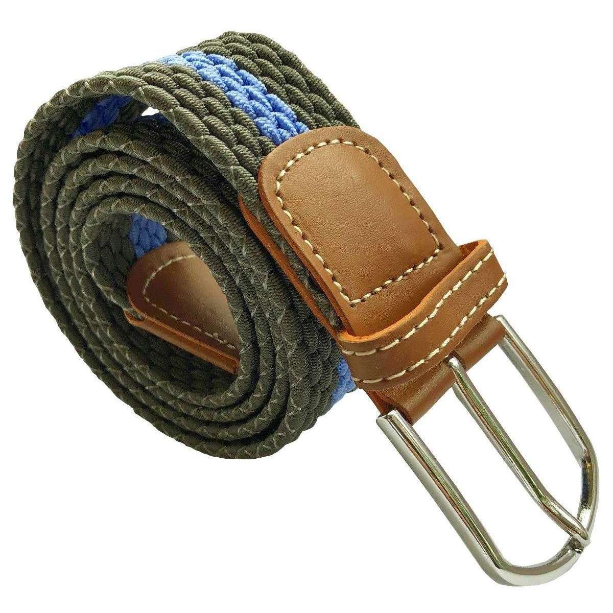 Bassin and Brown Horizontal Stripe Woven Belt - Green/Blue