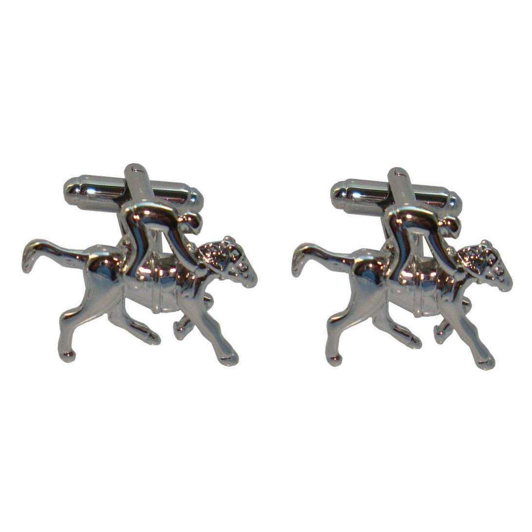 Bassin and Brown Horse Racing Cufflinks - Silver