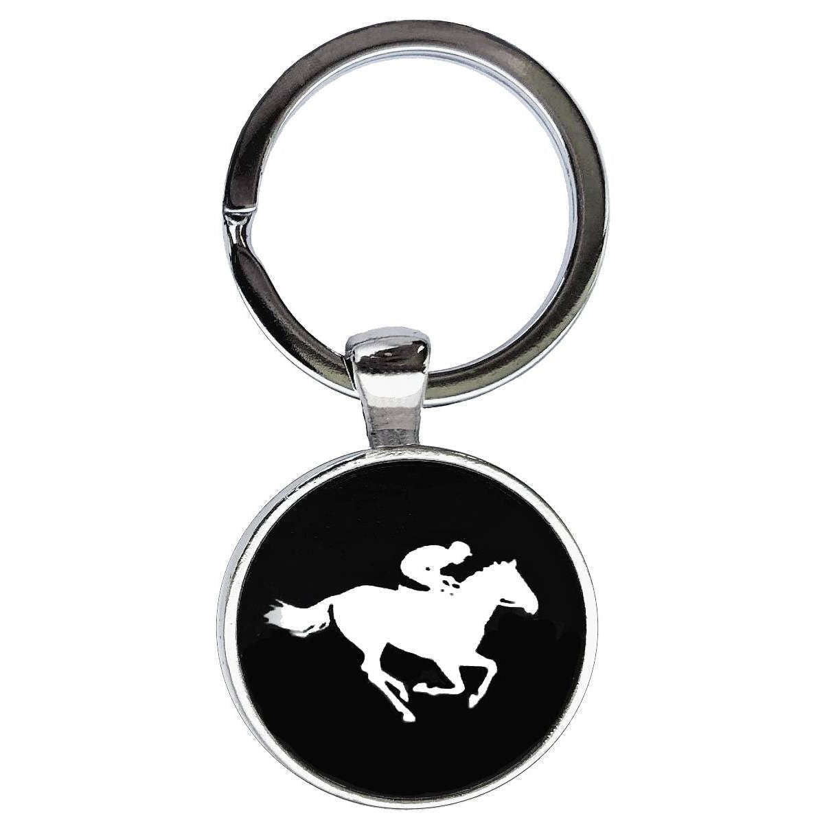 Bassin and Brown Horse Racing Key Ring - Black/White