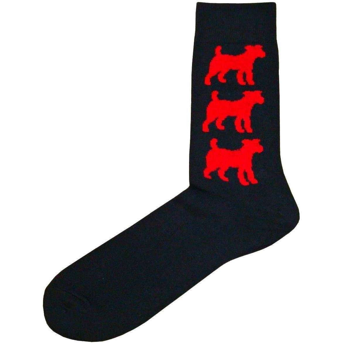 Bassin and Brown Jack Russel Bamboo Socks - Navy/Red