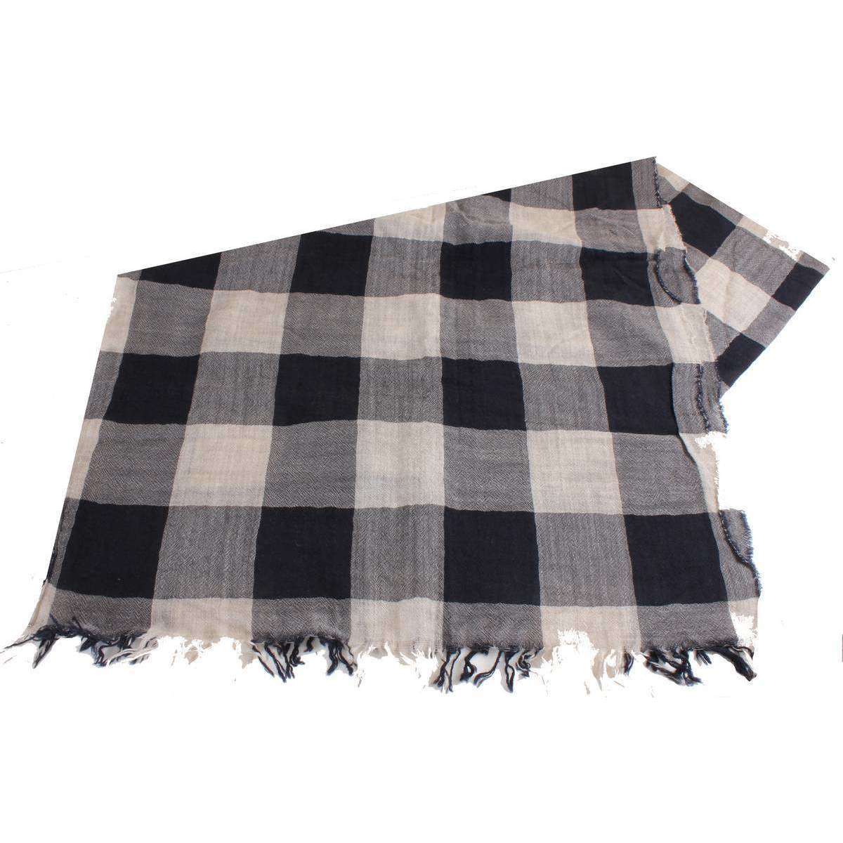 Bassin and Brown Meagan Check Wool Scarf - Beige/Black/Grey