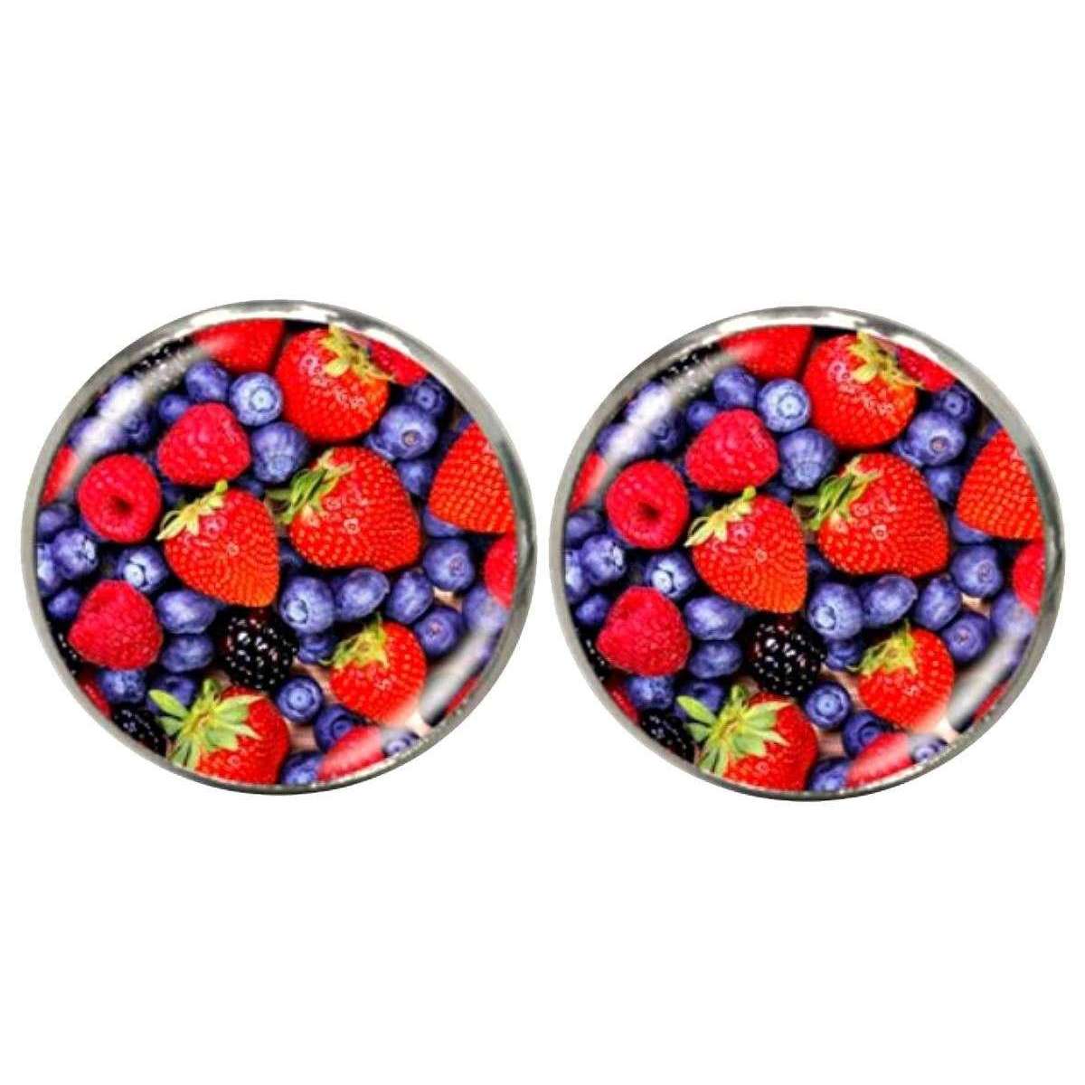 Bassin and Brown Mixed Berries Cufflinks - Red/Blue