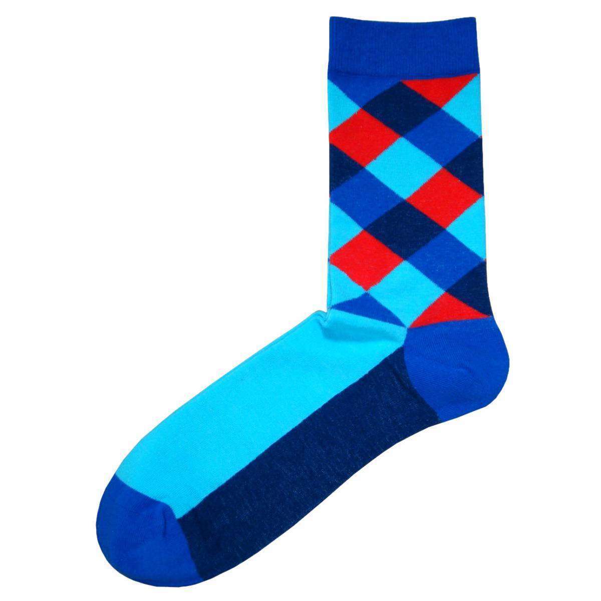 Bassin and Brown Multi Check Socks - Blue/Navy/Red
