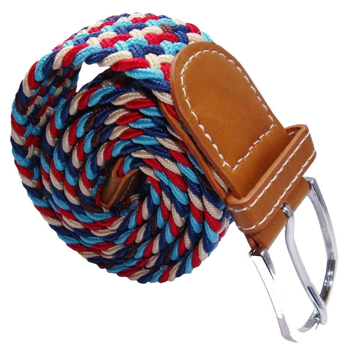 Bassin and Brown Multi Woven Belt - Blue/Red/Beige/Navy