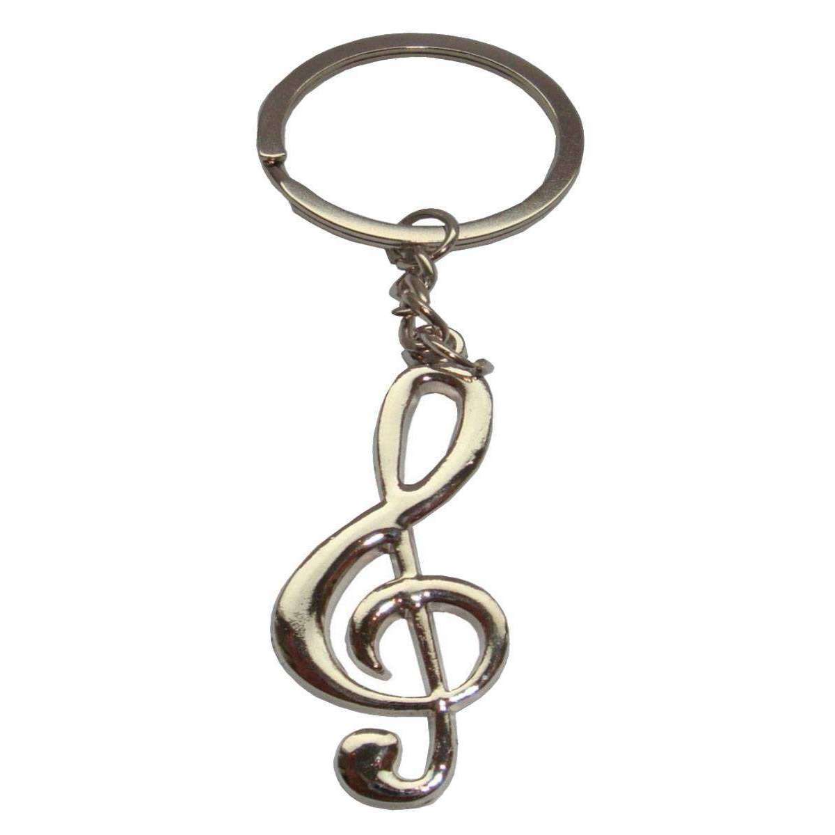 Bassin and Brown Musical Note Key Ring - Silver