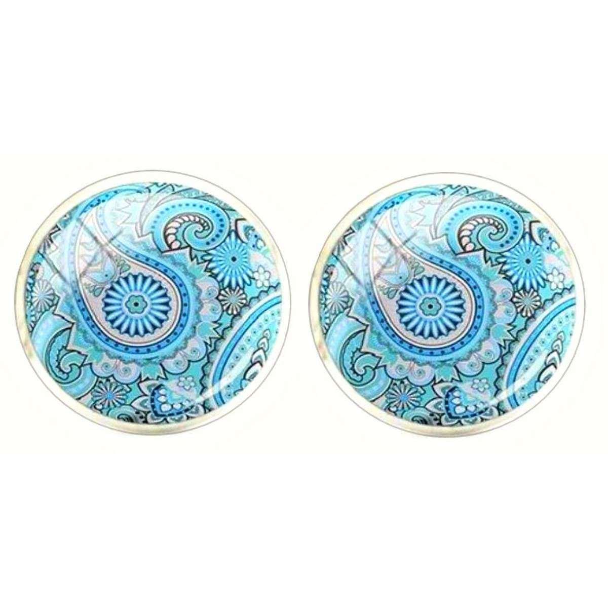 Bassin and Brown Paisley Cufflinks - Aqua Blue