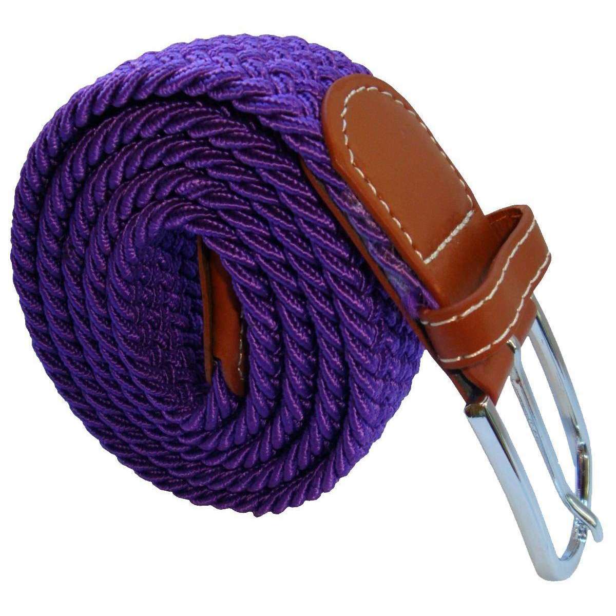 Bassin and Brown Plain Elasticated Woven Belt - Purple