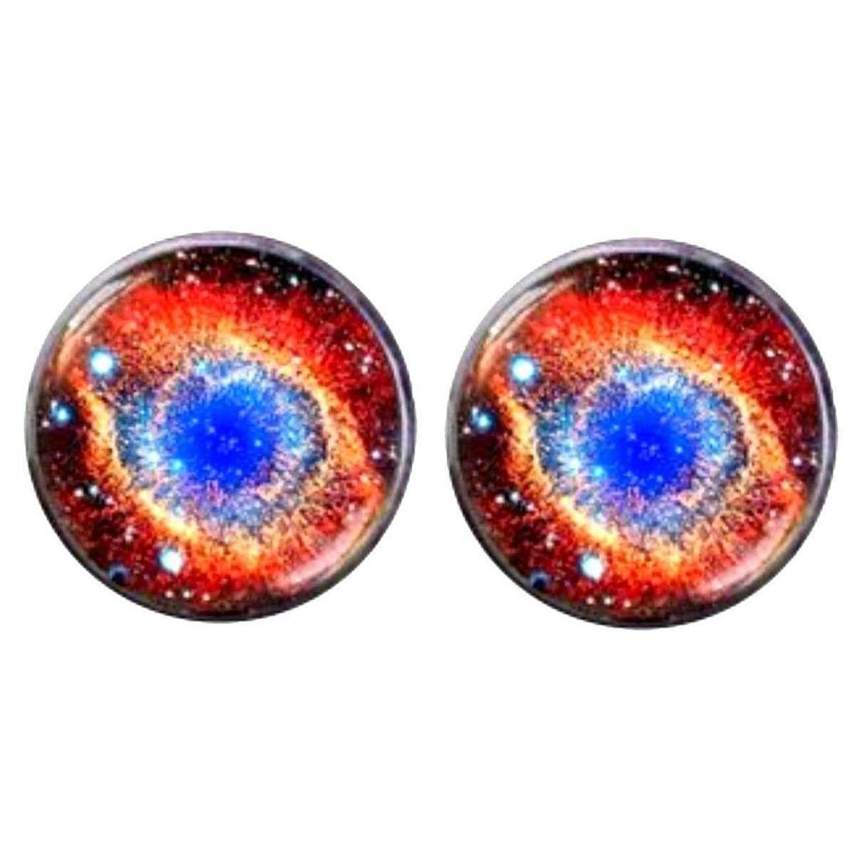 Bassin and Brown Ring Nebula Cabachon Cufflinks - Orange/Blue