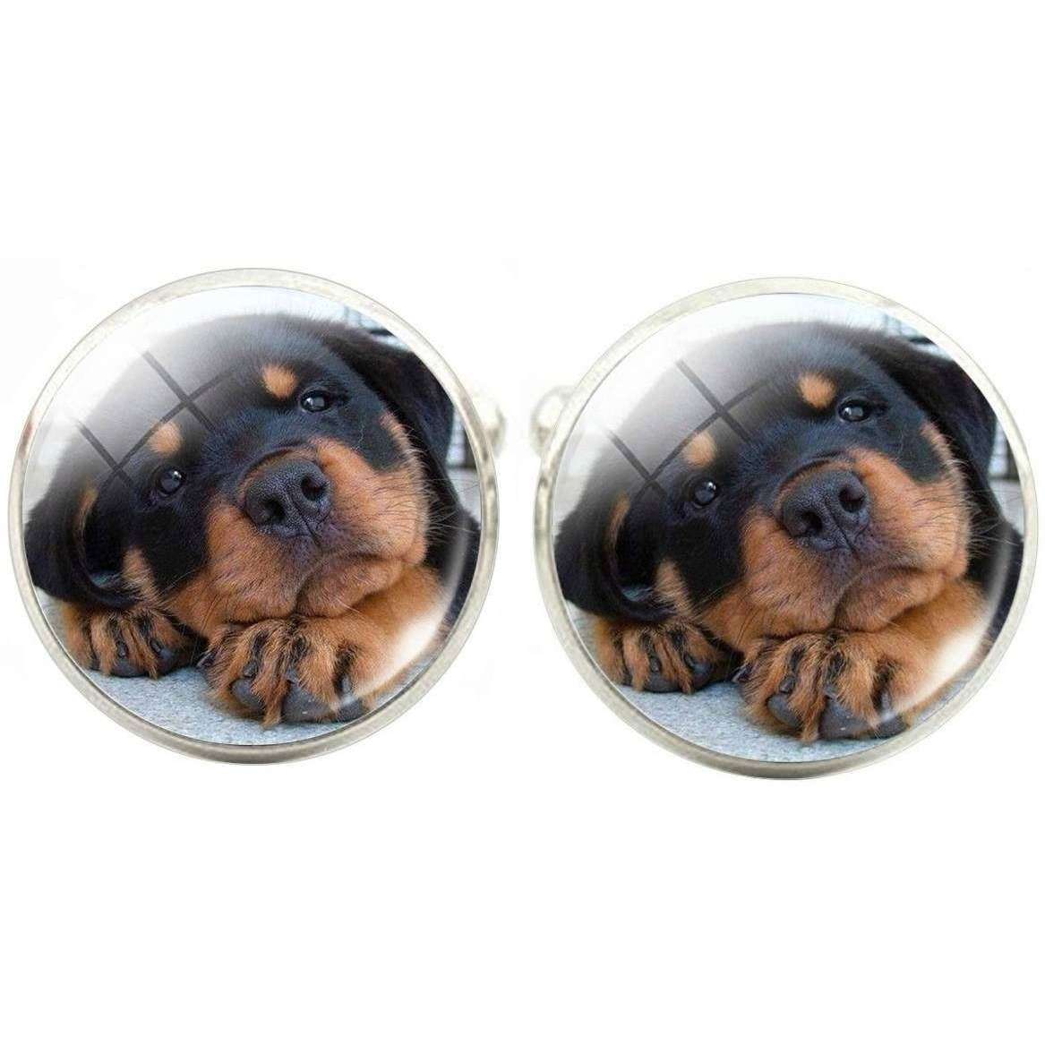 Bassin and Brown Rottweiler Cufflinks - Brown/Black