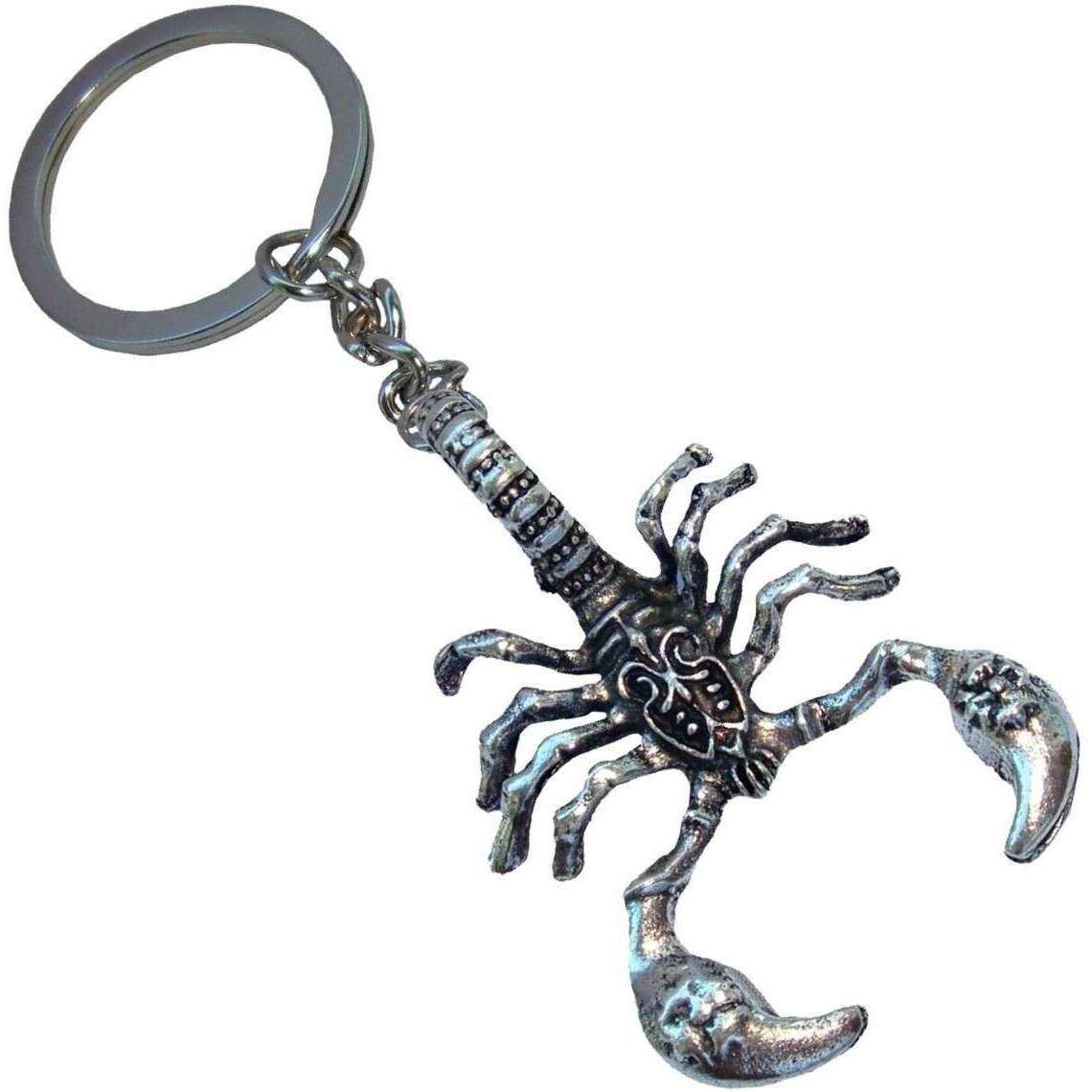 Bassin and Brown Scorpion Key Ring - Antique Silver