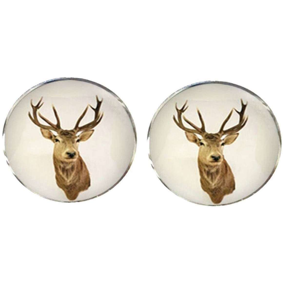 Bassin and Brown Stags Head Cufflinks - Brown/White